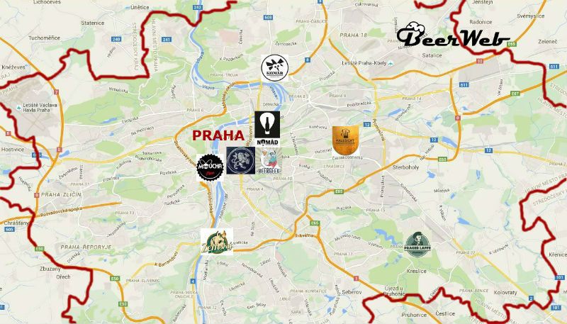 mapa létajících pivovarů v Praze